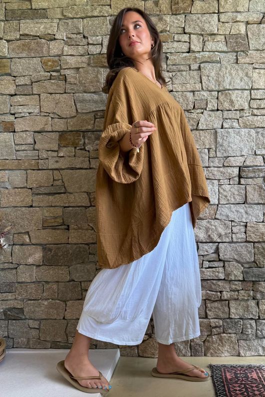 Suri Cushion Cotton Artist Smock Hazelnut